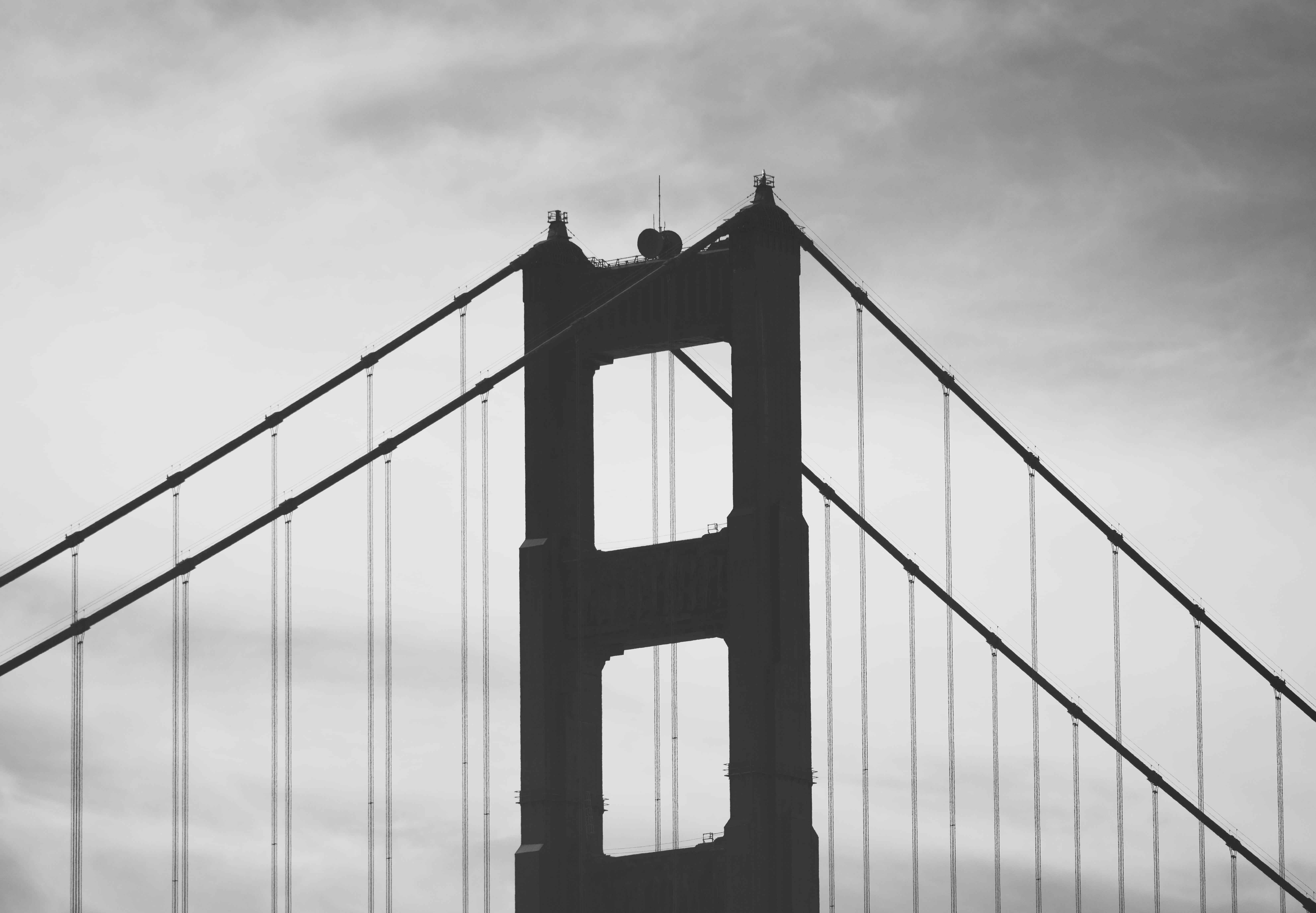 A shot of the top of the Golden Gate Bridge taken from the top of east side